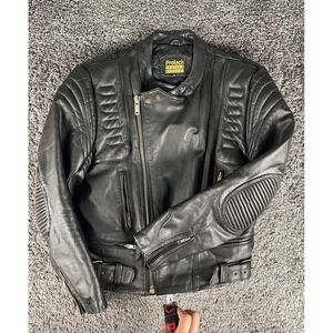Vintage Protech Leather Motorcycle Jacket, 80s 90s Rocky Balboa, Size 44 Large